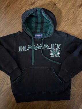 Champs Black Hoodie with Green Hawaii Logo